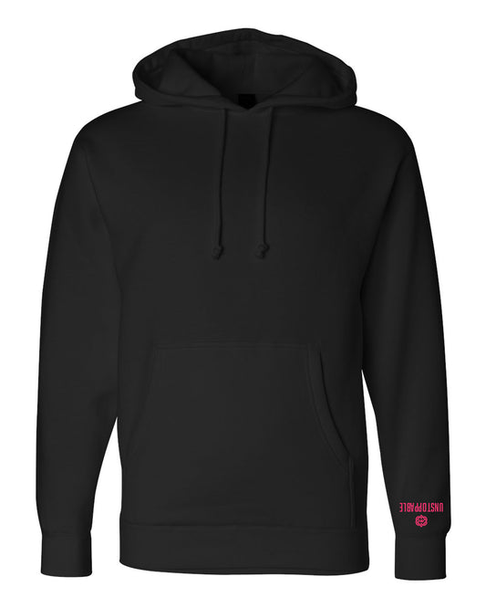 Premium Unisex Black Hoodie Hot Pink Unstoppable