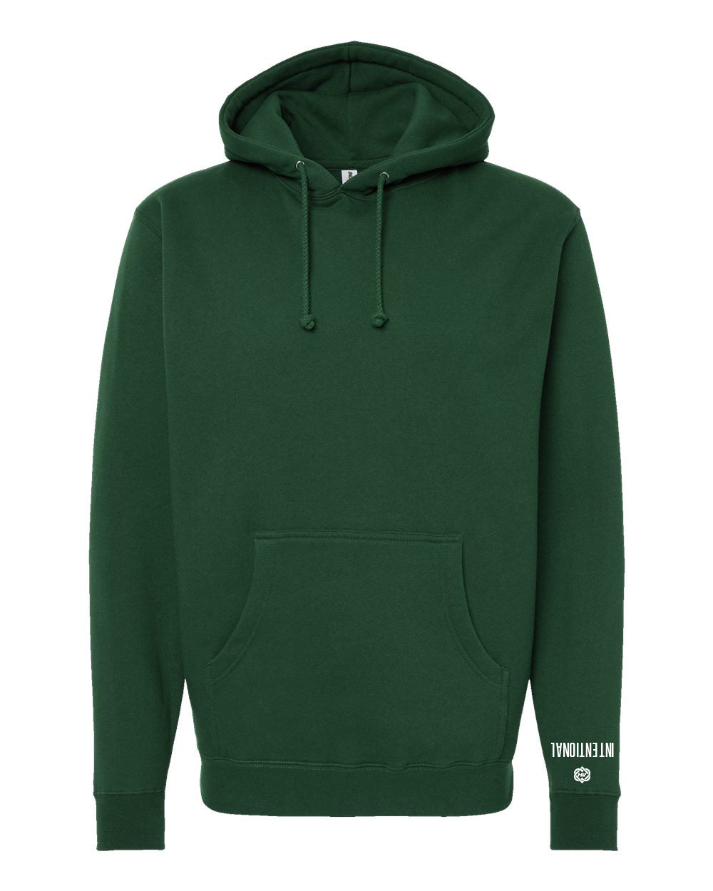 Premium Unisex Dark Green Hoodie White Intentional