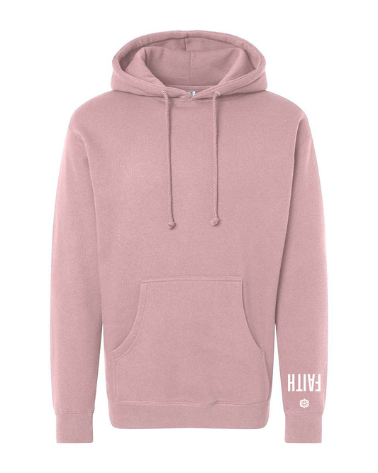 Premium Unisex Dusty Pink Hoodie White Faith