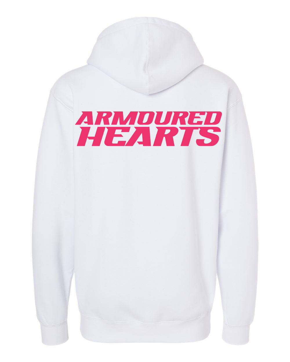 Premium Unisex White Hoodie Hot Pink Fearless