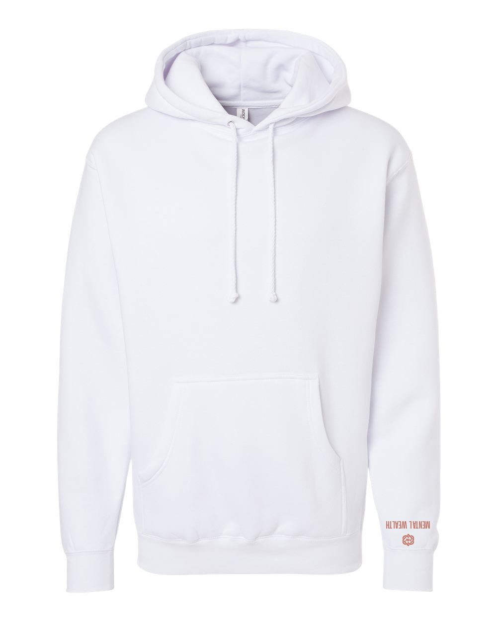 Premium Unisex White Hoodie Rose Gold Mental Wealth