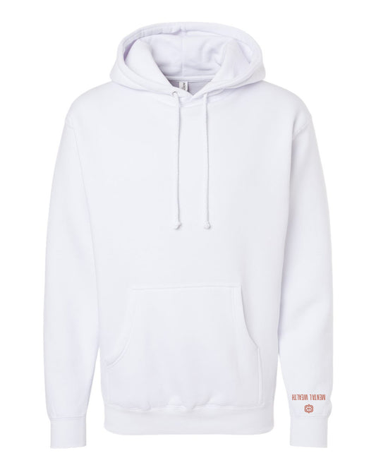 Premium Unisex White Hoodie Rose Gold Mental Wealth